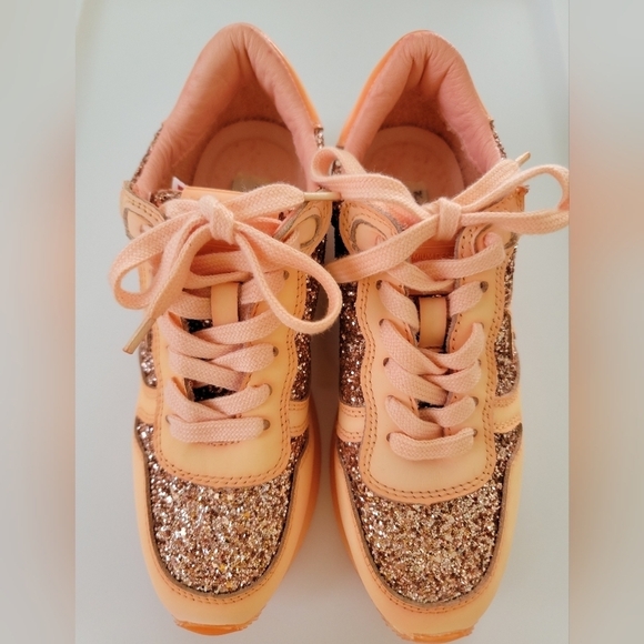 NWOT Vintage Havana Ladies Splendid Glitter Lace Up Leather Sneakers - Picture 1 of 11